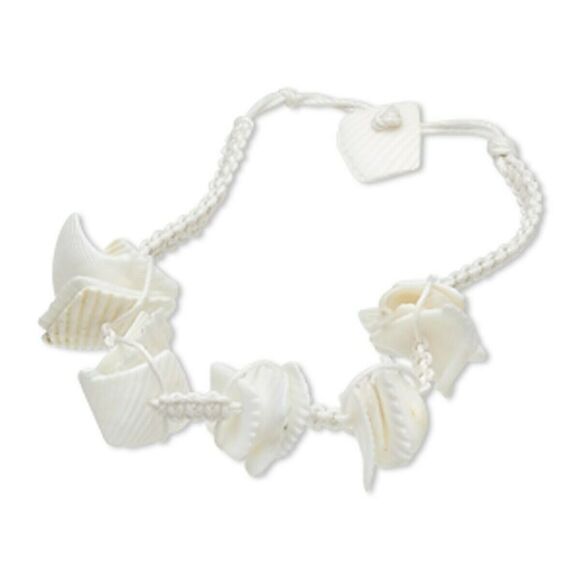 Organic Sun Bleached White Shell Macrame Bracelet - Picture 1 of 2